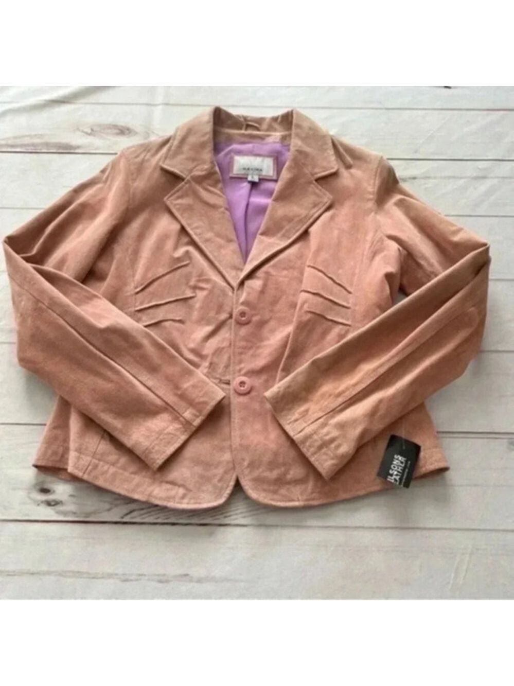 Wilsons Leather Women's Maxima Vintage Pink Front Zipper Jacket Size Lar…